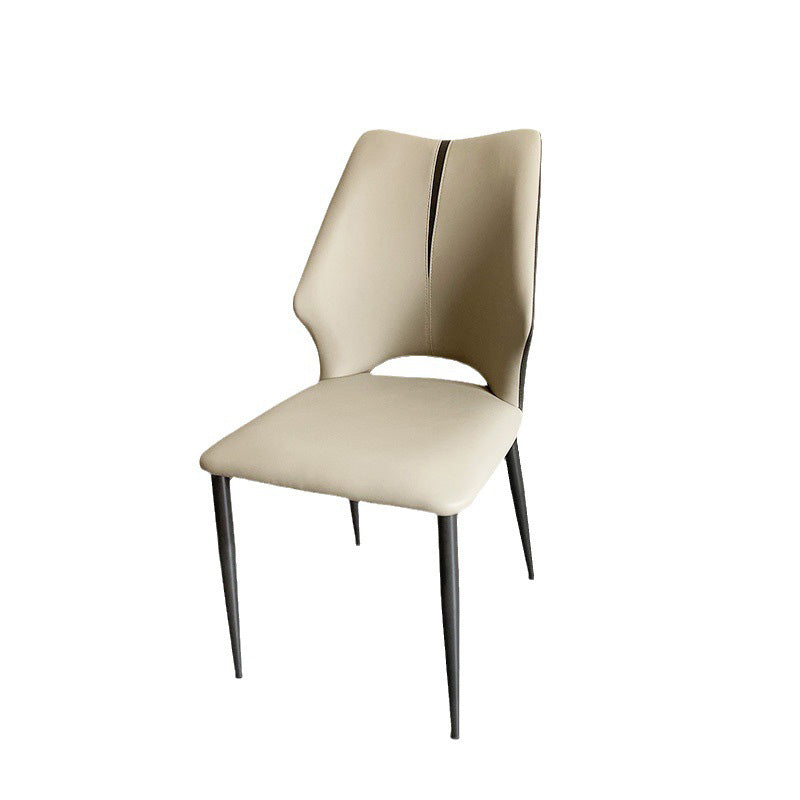 Contemporary Luxury Square Microfiber PU Leather Carbon Steel Dining Chair Backrest For Dining Room