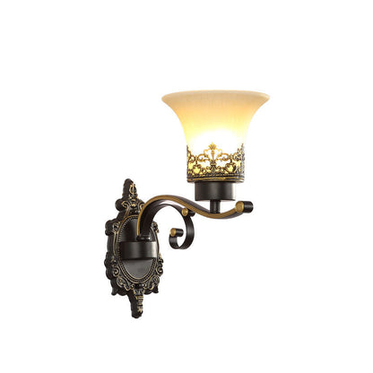 Scandinavian Modern Minimalist Flower Cup Glass Hardware 1-Light Wall Sconce Lamp