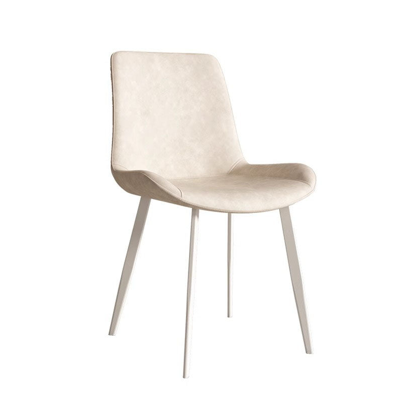 Contemporary Scandinavian PU Leather Carbon Steel Sponge Square Curved Dinining Chair Backrest For Dining Room