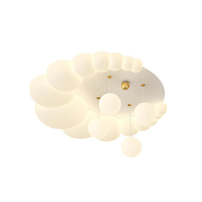 Contemporary Nordic Kids Iron PE Elliptical Round Ball Flower Moon LED Flush Mount Ceiling Light For Bedroom