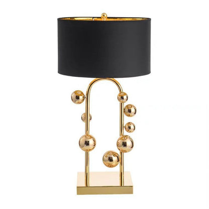 Modern Art Deco Fabric Round Shade Iron Globe Ball 1-Light Table Lamp For Home Office