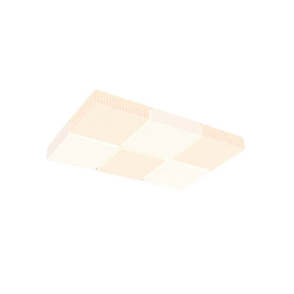 モダンでシンプルなリブ付きPEキューブシェードLEDフラッシュマウントシーリングライト（リビングルーム用） 