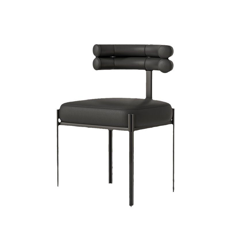 Contemporary Creative Half Arc Square Faux Leather Metal Dining Chair Backrest Armless For Dining Room