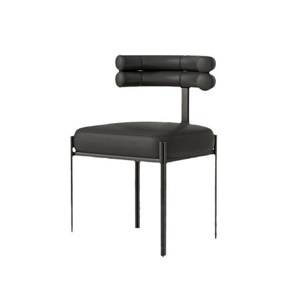 Contemporary Creative Half Arc Square Faux Leather Metal Dining Chair Backrest Armless For Dining Room