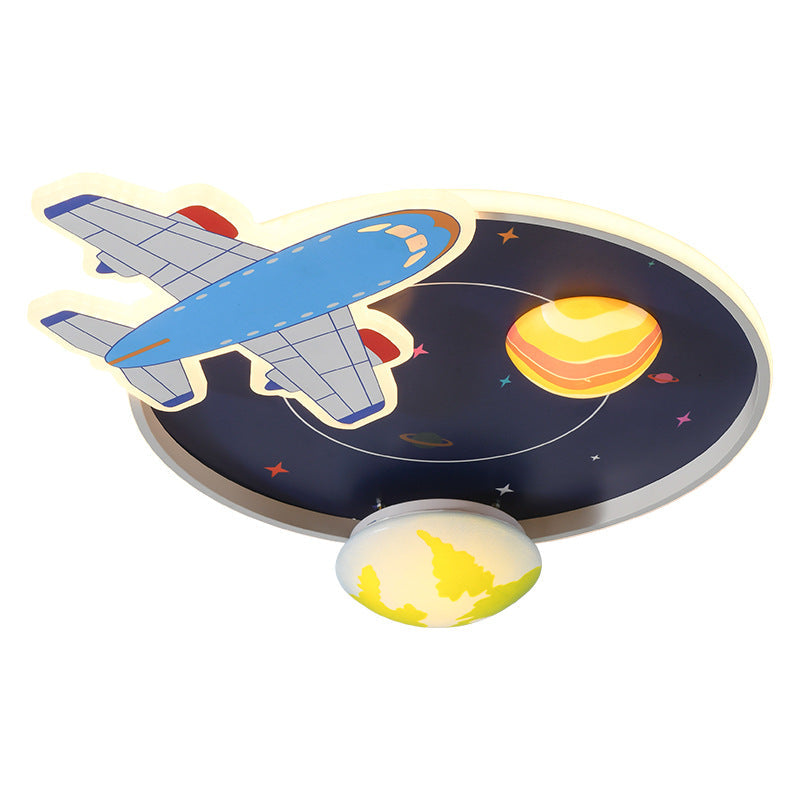 Cartoon Creative Aircraft Space LED Kids Flush Mount Ceiling Light