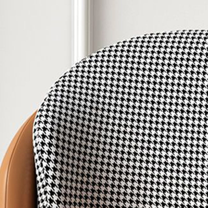 Modern Luxury Square Upholstered Curved Backrest Genuine Leather Fabric Iron Dining Chair For Dining Room