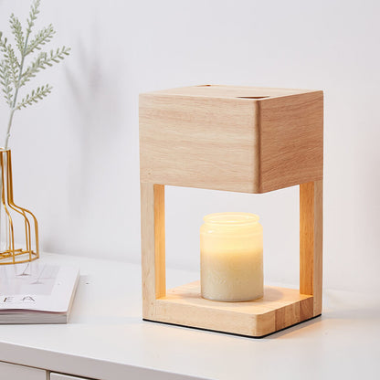 Modern Log Square Geometry 2-Light Melting Wax Table Lamp