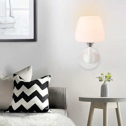 Nordic Minimalist White Iron Glass Cup Shade 1/2 Light Wall Sconce Lamp