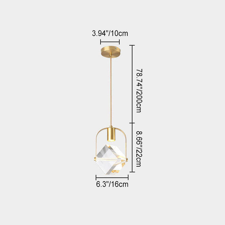 Modern Simplicity Crystal Square 1-Light Pendant Light For Bedroom