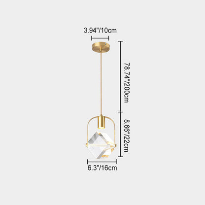 Modern Simplicity Crystal Square 1-Light Pendant Light For Bedroom