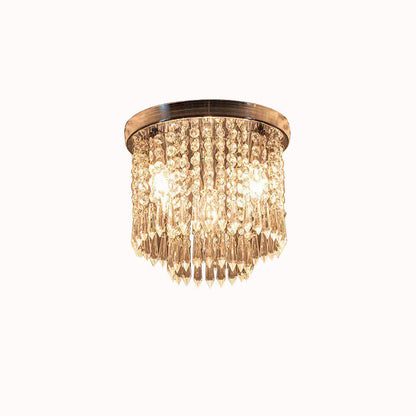 Modern Luxury Iron Crystal String 4-Light Flush Mount Ceiling Light For Living Room