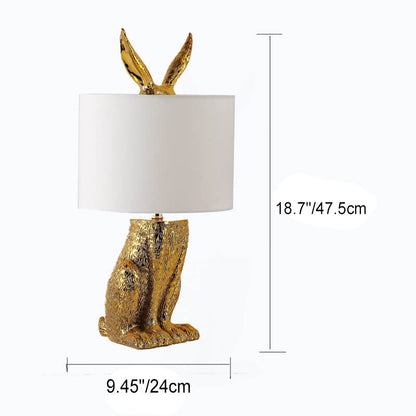 Modern Creative Cylindrical Golden Rabbit Lamp Body 1-Light Table Lamp