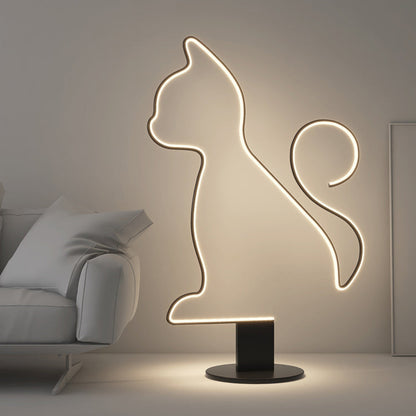 Contemporary Creative Iron Aluminum Acrylic Cat Dog LED Standing Floor Lamp For Bedroom