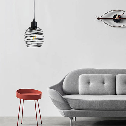 Modern Minimalist Oval Pure Black Iron 1-Light Pendant Light