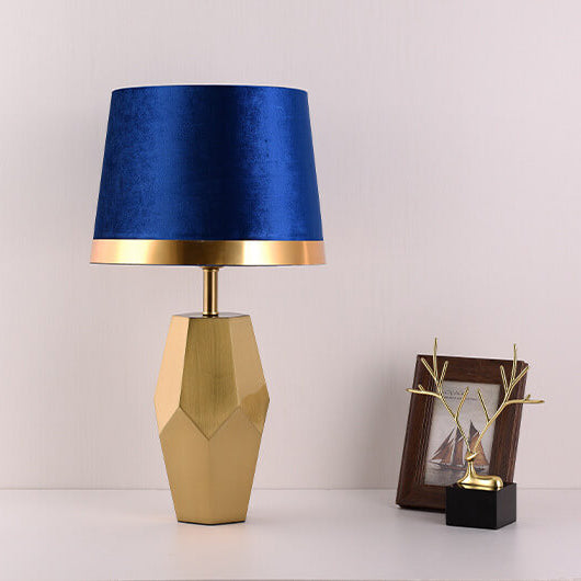 Luxury Art Fabric Metal Geometric Base 1-Light Table Lamp