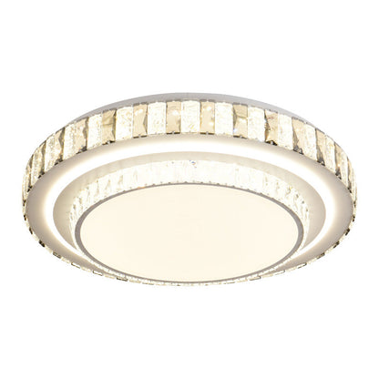 Modern Minimalist Round Acrylic Crystal Iron LED Flush Mount Ceiling Light For Bedroom