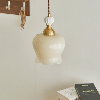Traditional French Suzuki Copper Ceramic 1-Light Pendant Light For Bedroom