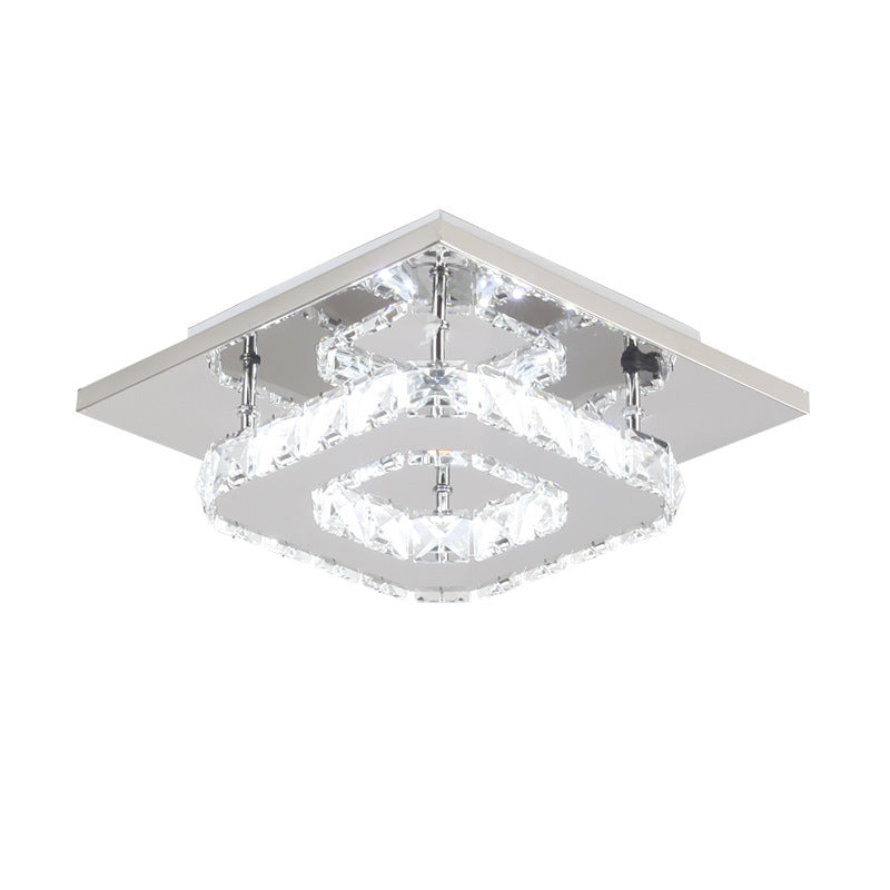 Minimalist Crystal Square LED Flush Mount Ceiling Light