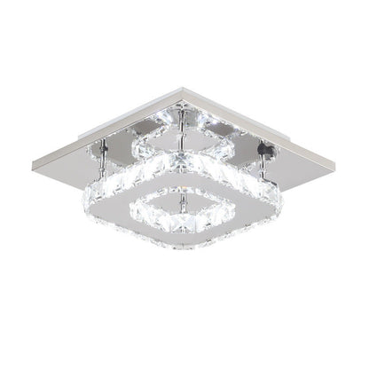 Minimalist Crystal Square LED Flush Mount Ceiling Light