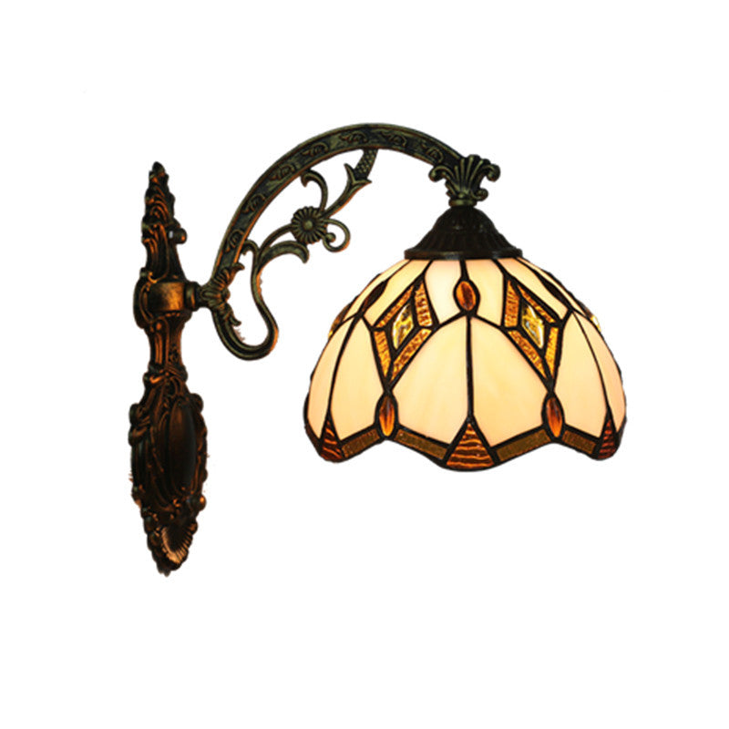 Tiffany Vintage Baroque Geometric Bowl 1-Light Wall Sconce Lamp