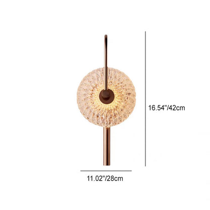 French Light Luxury Copper Water Pattern Glass Round LED Wall Sconce Lamp