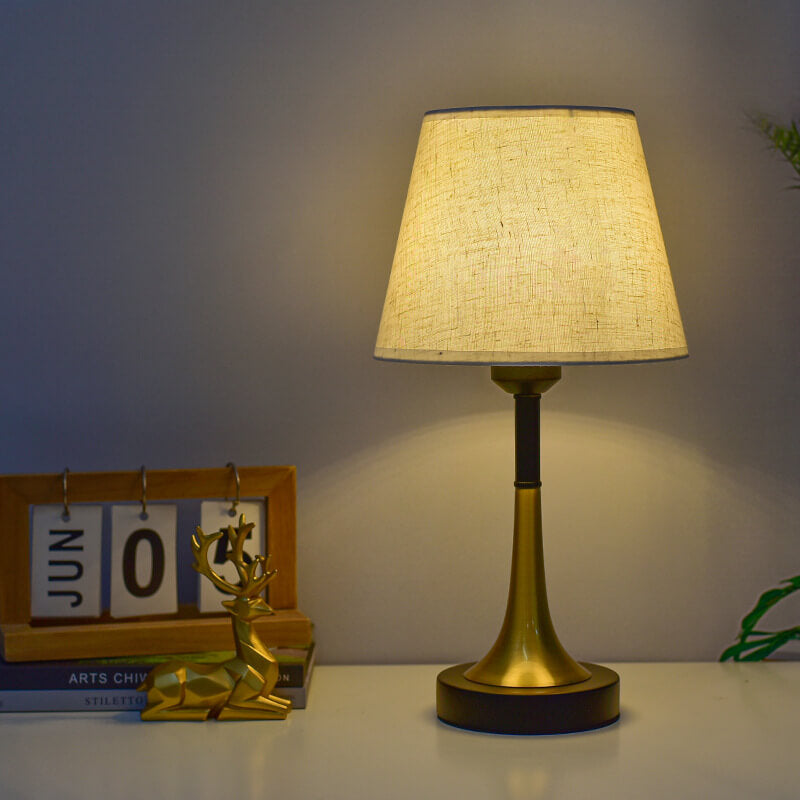 European Retro Metal Fabric USB Remote Control LED Table Lamp