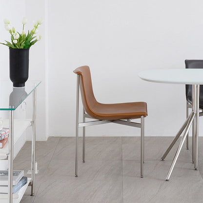 Contemporary Nordic Square Curved Microfiber Leather Stainless Steel Dining Chair Backrest For Dining Room