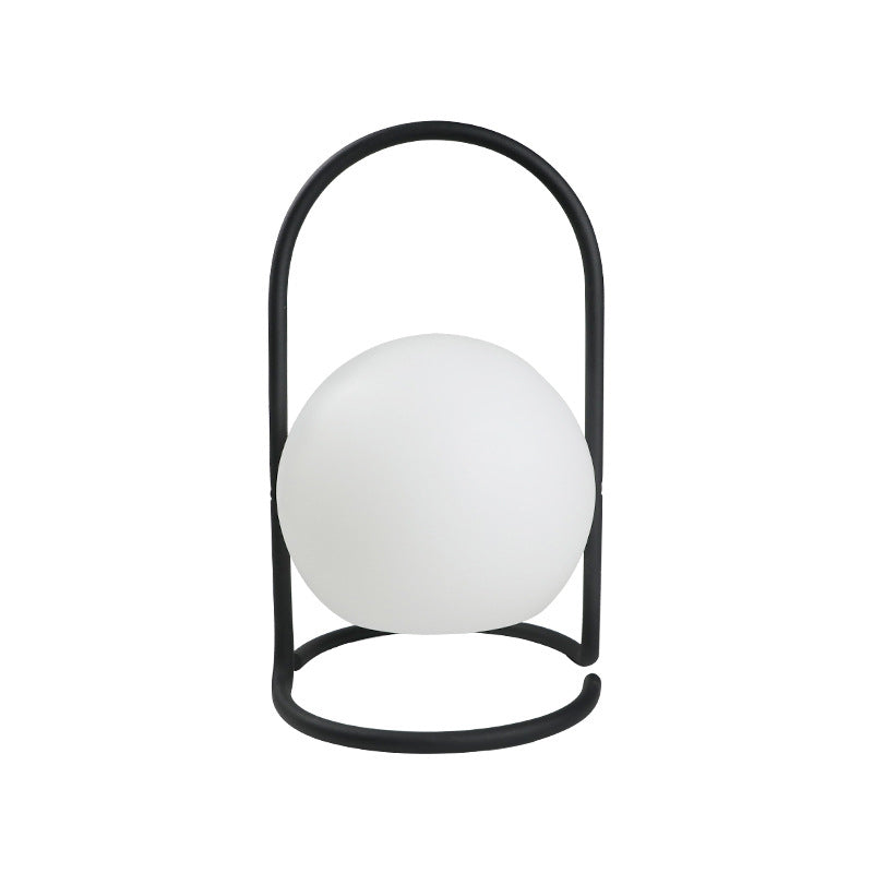 Contemporary Nordic Metal PE Ball Egg Cube Cylinder LED Hanging Rechargeable Table Lamp For Bedside