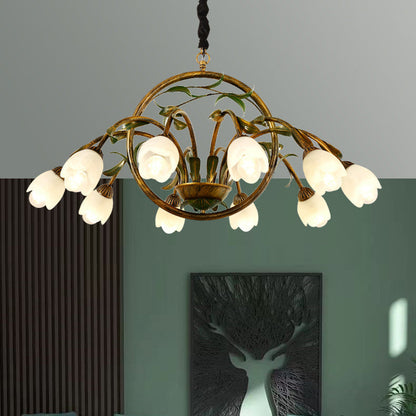Traditional French Round Iron Glass Crystal 6/8/10 Light Chandelier For Bedroom