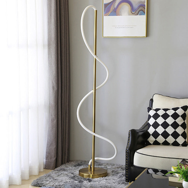 Modern Minimalist Line Iron Silicone LED Standing Floor Lamp For Living Room