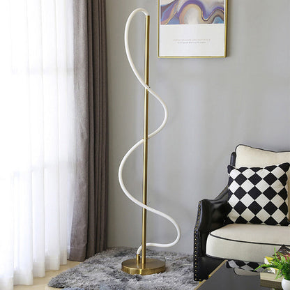 Modern Minimalist Line Iron Silicone LED Standing Floor Lamp For Living Room
