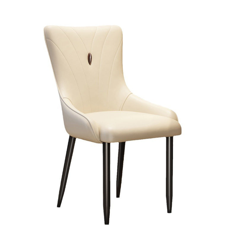 Contemporary Scandinavian PU Leather Carbon Steel Sponge Latex Square Dining Chair Backrest For Dining Room