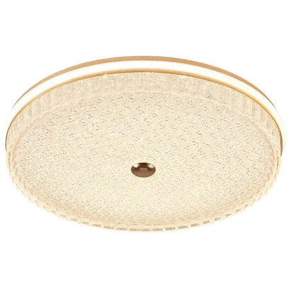 Modern Luxury Round Metal Aluminium Crystal Sand LED Flush Mount Ceiling Light For Bedroom