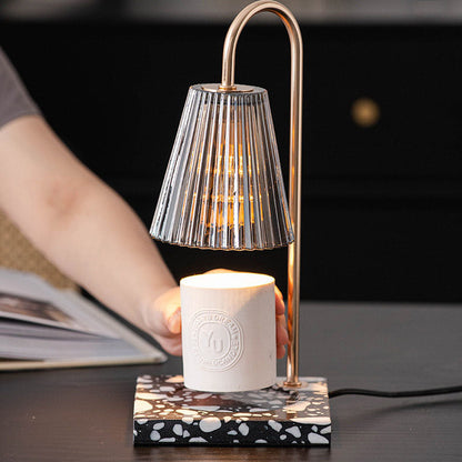 Minimalist Terrazzo Glass Shade 1-Light Melting Wax Table Lamp