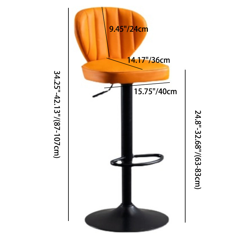 Modern Minimalist Square PU Leather Metal Bar Stool Backrest Footrest For Dining Room