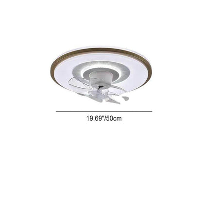Modern Minimalist Round Hardware LED Flush Mount Ceiling Fan Light For Living Room