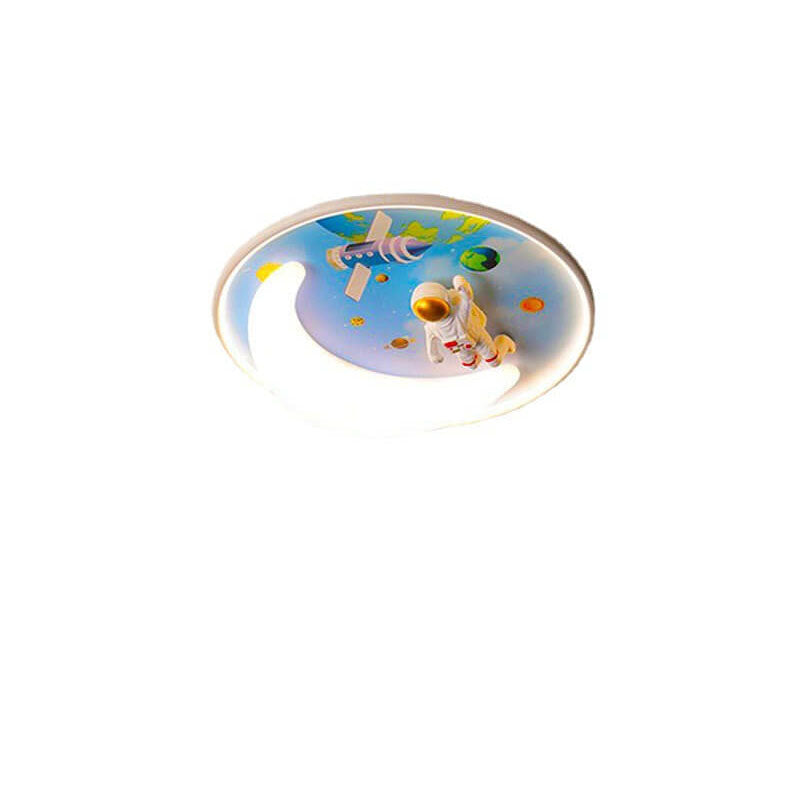 Nordic Minimalist Cartoon Resin Round LED Flush Mount Ceiling Light