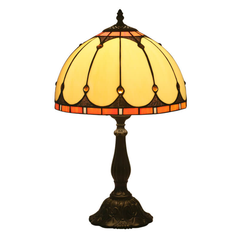 Vintage Tiffany Stained Glass Mediterranean Dome 1-Light Table Lamp