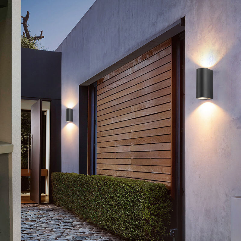 Modern Simple Outdoor Waterproof Aluminum Glass Cylinder 2-Light Wall Sconce Lamp