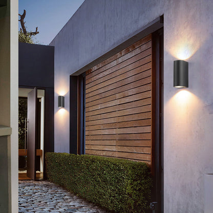 Modern Simple Outdoor Waterproof Aluminum Glass Cylinder 2-Light Wall Sconce Lamp