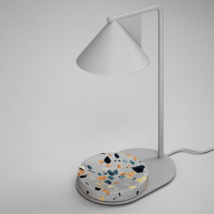 Contemporary Nordic Iron Tapered Shade Terrazzo 1-Light Melting Wax Table Lamp For Living Room