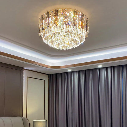 Modern Luxury Crystal Column Dome LED Flush Mount Ceiling Light