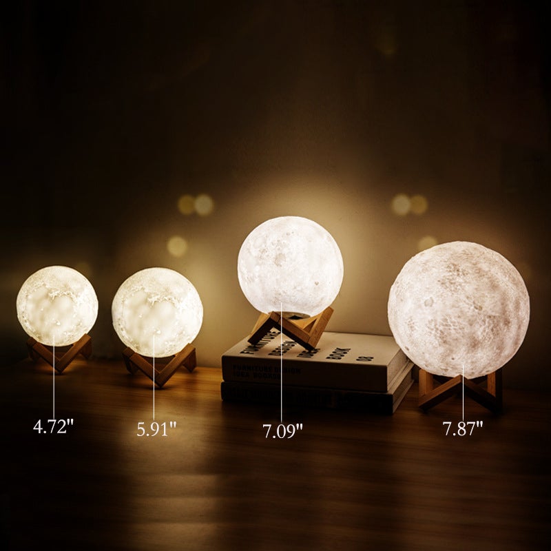 Creative Mini Rechargeable 3D Printed Moon 1-Light LED Table Lamp