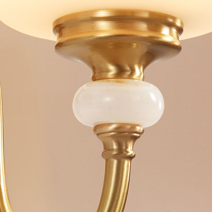 European Luxury Jade Glass Brass Cone Cup Shade 1/2 Light Wall Sconce Lamp