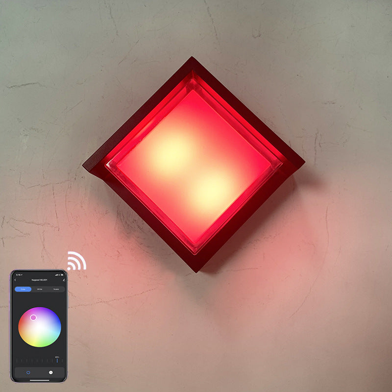 مصباح حائط LED ذكي خارجي معتم من الألومنيوم مع تطبيق 