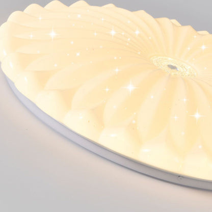 モダンでミニマリストなラウンド型ひまわり型アイアンPVC LEDフラッシュマウントシーリングライト（リビングルーム用） 