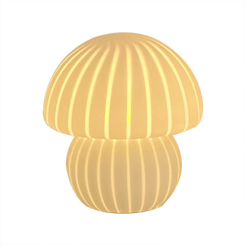 Nordic Vintage Round Mushroom Striped Glass 1-Light Table Lamp
