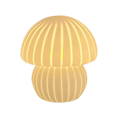 Nordic Vintage Round Mushroom Striped Glass 1-Light Table Lamp