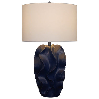 Modern Light Luxury Fabric Blue Color Painting Resin 1-Light Table Lamp