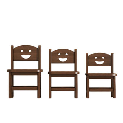 Traditional Vintage Square Smile Wood Curved Frame Dining Chair Backrest Armless For Dining Room